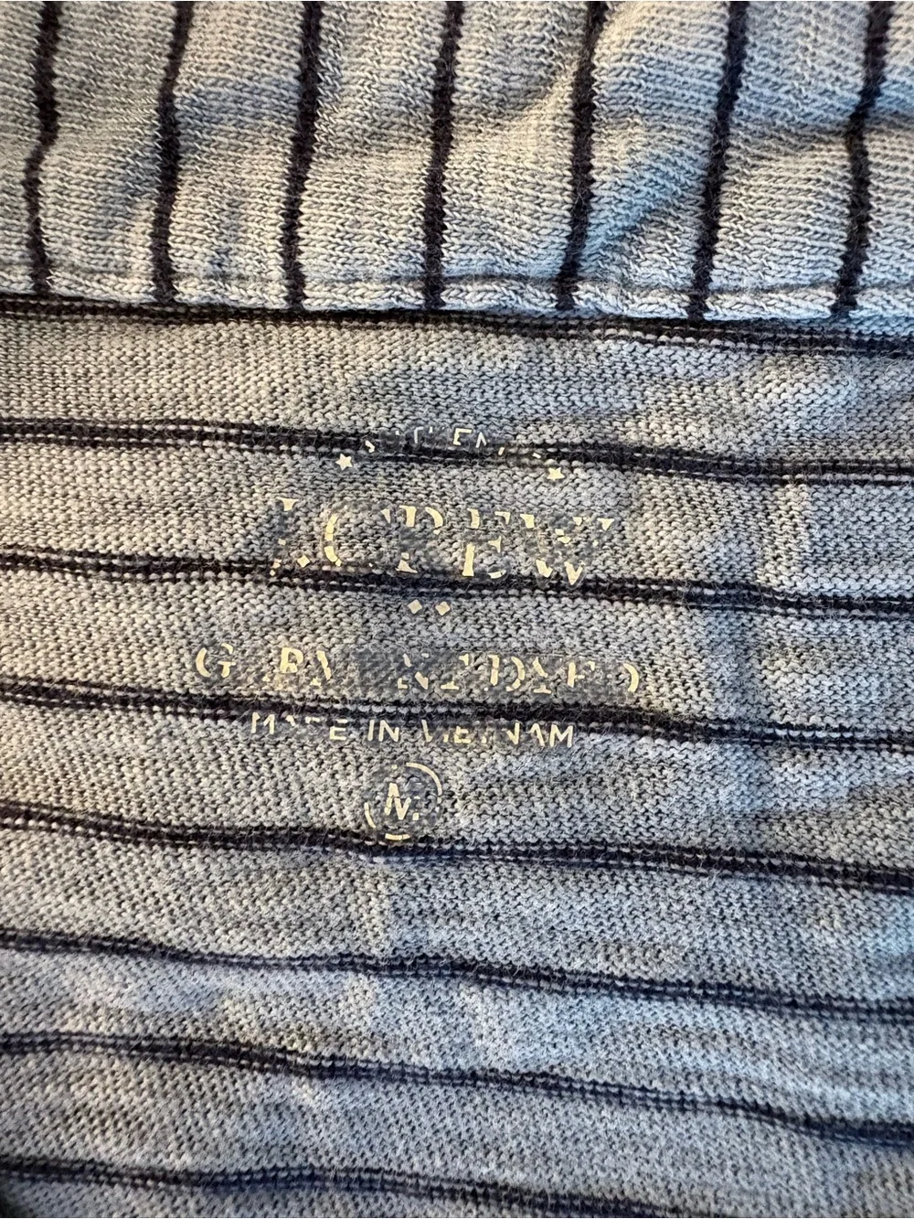 J. Crew Mens Medium Garment Dyed Striped Polo Shirt Short Sleeve Light Blue Gray